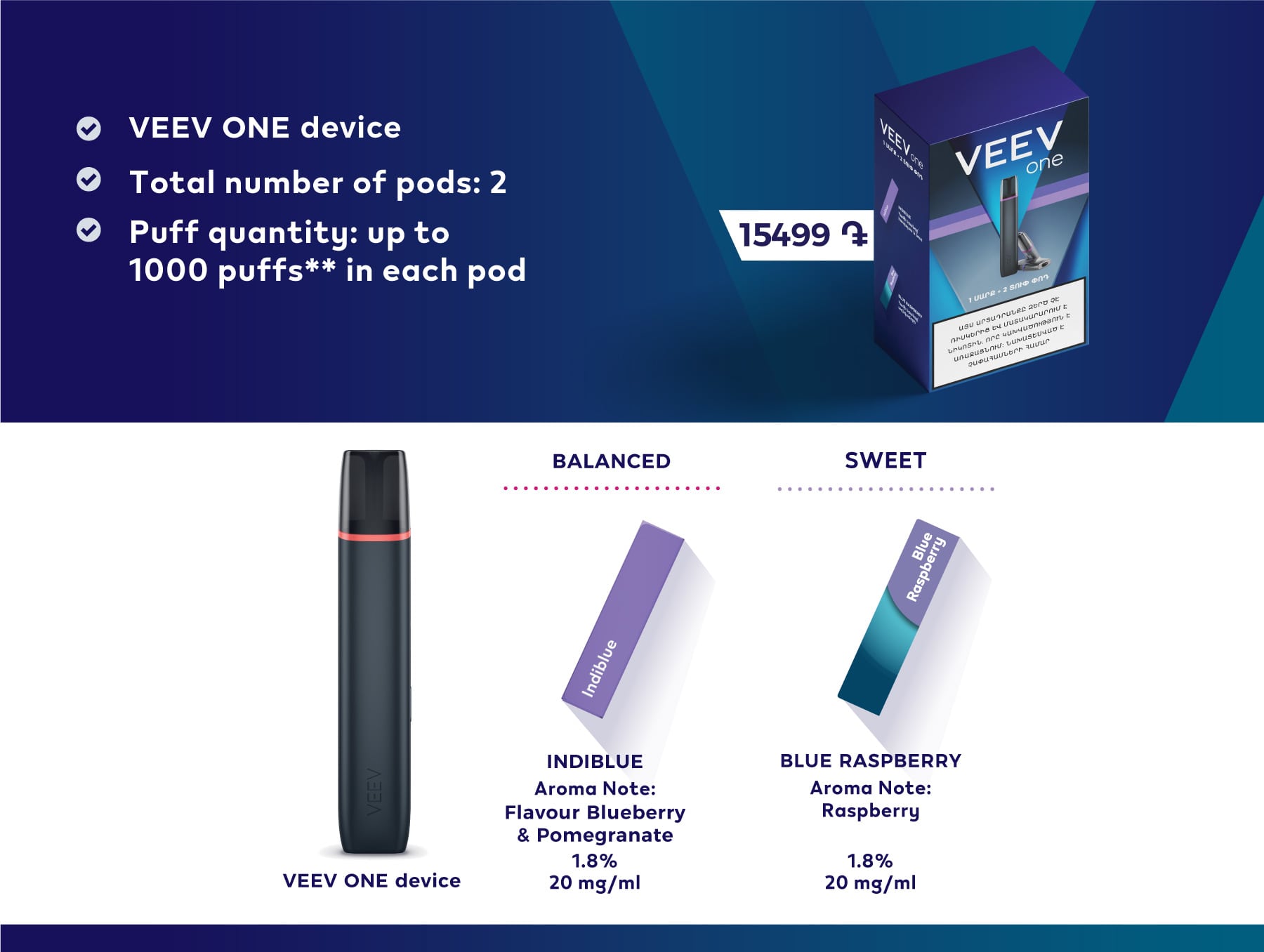 Now we are introducing two VEEV ONE device bundles. The first one includes a VEEV ONE device and a 2-pack of pods.
